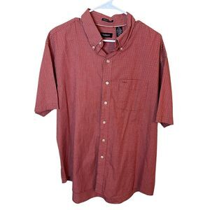 Van Heusen Mens XL Red and White Checkered Short Sleeve Button Up Shirt